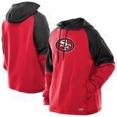 San Francisco 49ers New Era Combine Authentic Color Block Raglan Pullover Hoodie Scarlet