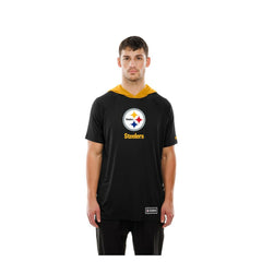 Pittsburgh Steelers New Era Combine Authentic Hooded Raglan Short-Sleeve T-Shirt Black