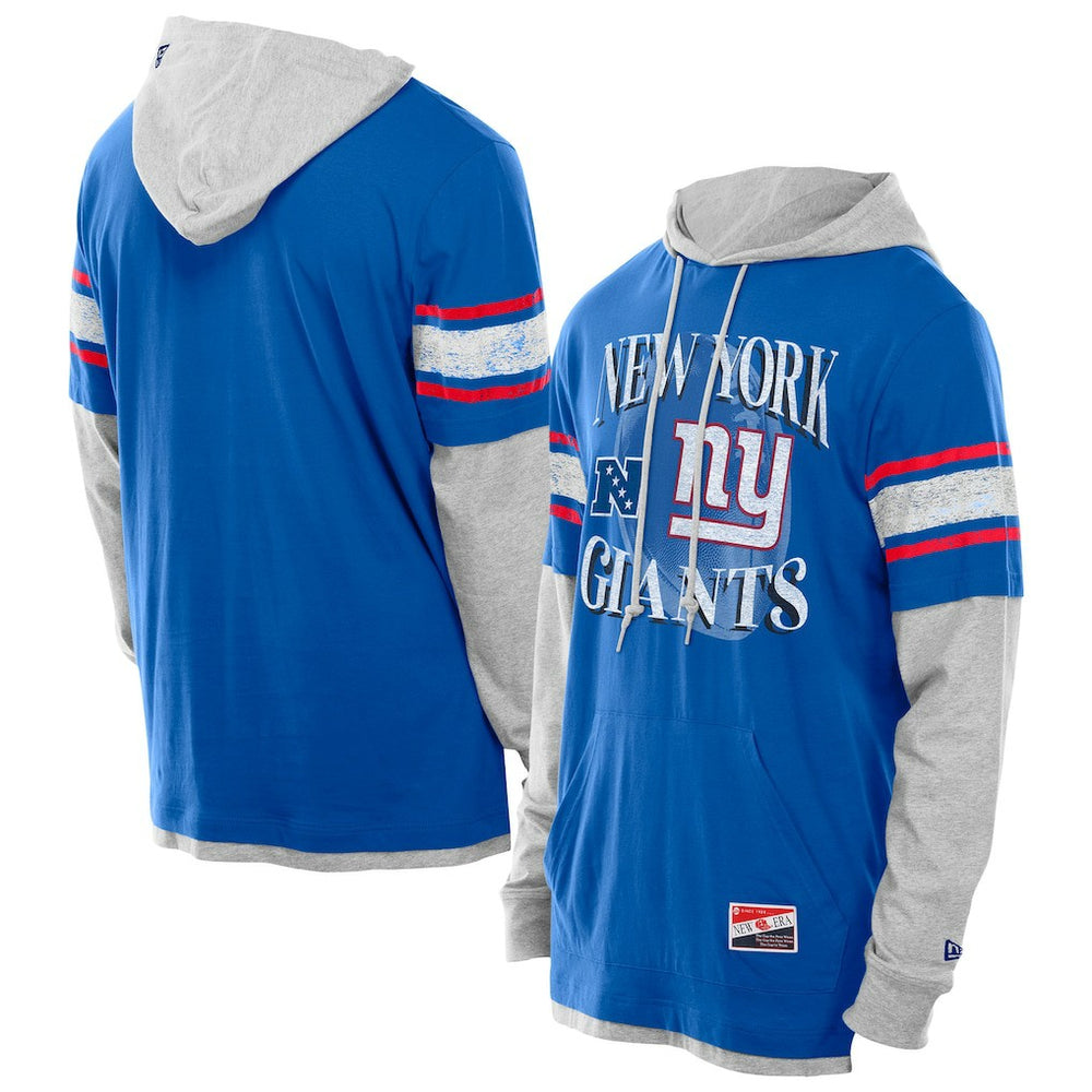 New York Giants New Era Twofer Layered Long Sleeve Hoodie T-Shirt Royal
