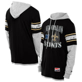 New Orleans Saints New Era Twofer Layered Long Sleeve Hoodie T-Shirt Black