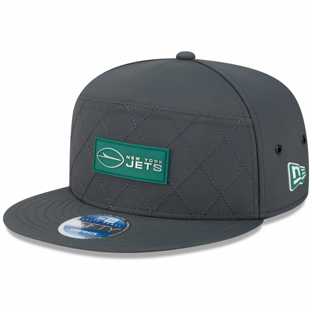New York Jets New Era 2025 Sideline Cold Weather Split Panel 9FIFTY Snapback Hat Charcoal