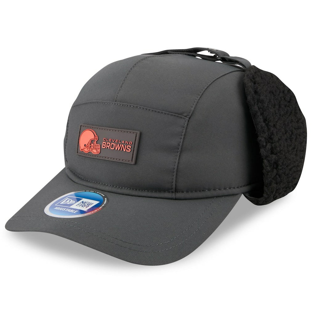 Cleveland Browns New Era 2025 Sideline Cold Weather Runner Dog Ear Adjustable Hat Charcoal