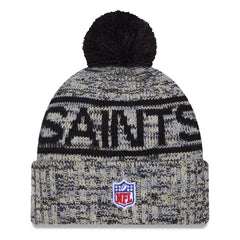 New Orleans Saints New Era 2025 Sideline Cold Weather Cuffed Knit Hat with Pom Black