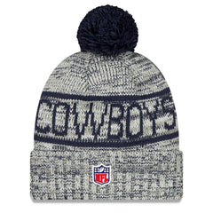 Dallas Cowboys New Era 2025 Sideline Cold Weather Cuffed Knit Hat with Pom Gray