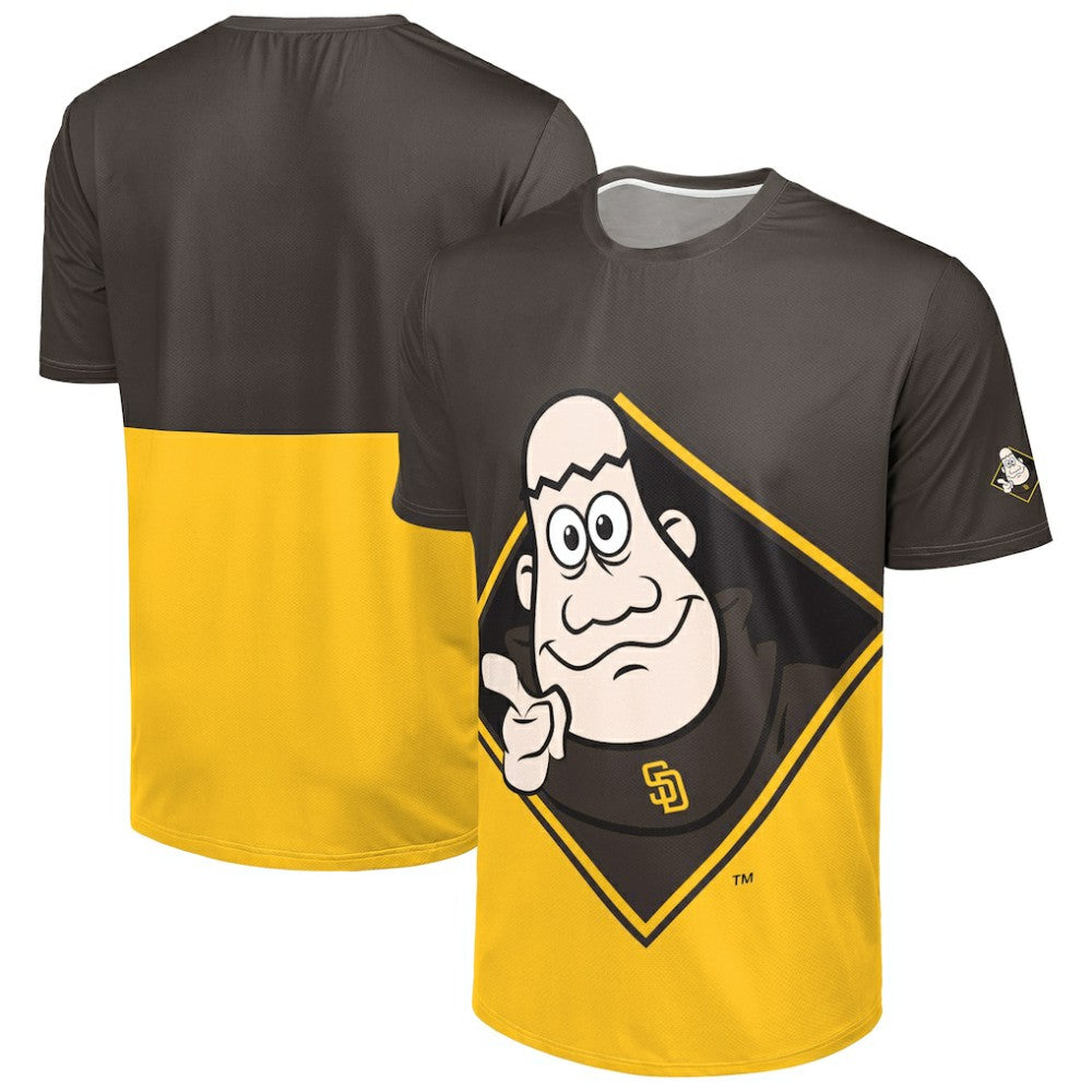 San Diego Padres FOCO Big Logo Mascot T-Shirt - Brown/Gold - MLB Sale