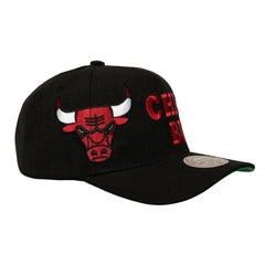 Chicago Bulls Busted Logo Wordmark Wrap-Around Pro Pinch Adjustable Hat Black | Mitchell & Ness outlet