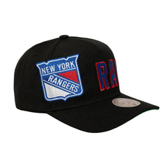 New York Rangers Mitchell & Ness Busted Logo Wordmark Wrap-Around Pro Pinch Adjustable Hat - Black - NHL 202641043