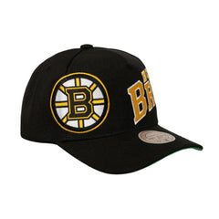 Boston Bruins Mitchell & Ness Busted Logo Wordmark Wrap-Around Pro Pinch Adjustable Hat - Black - NHL 202641047