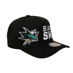 San Jose Sharks Mitchell & Ness Busted Logo Wordmark Wrap-Around Pro Pinch Adjustable Hat - Black - NHL 202641048
