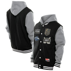Vegas Golden Knights New Era Full-Snap Fleece Hoodie Jacket - Black/Grey - NHL 202641104