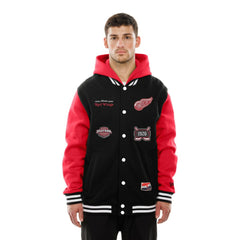 Detroit Red Wings New Era Full-Snap Fleece Hoodie Jacket - Black/Red - NHL 202641114