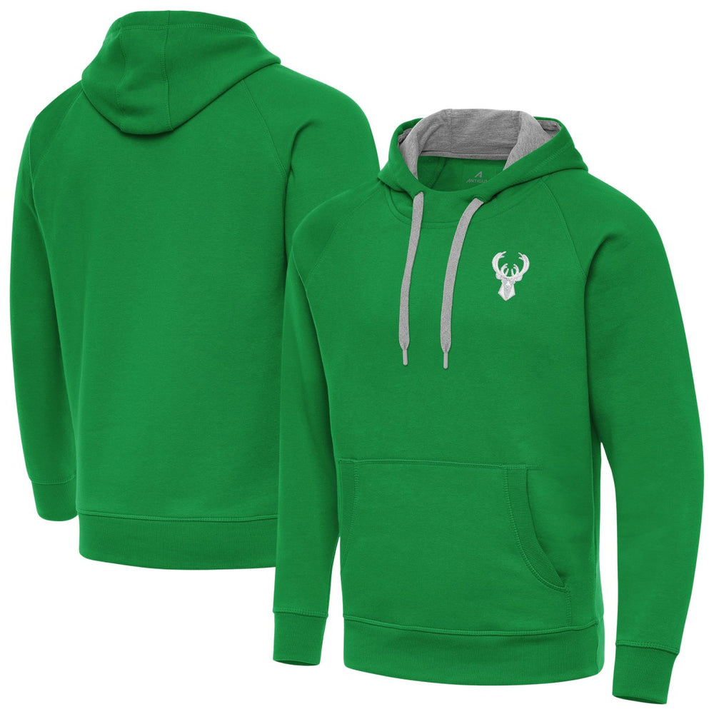 Milwaukee Bucks Antigua St. Patrick's Day Victory Raglan Pullover Hoodie Kelly Green