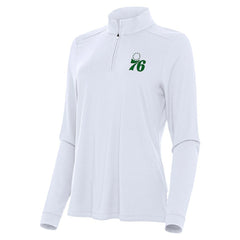Philadelphia 76ers Antigua Women's St. Patrick's Day Intent Quarter-Zip Top White