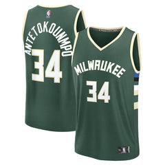Giannis Antetokounmpo Milwaukee Bucks Youth Fast Break Replica Player Jersey Icon Edition Hunter Green | Fanatics for sale