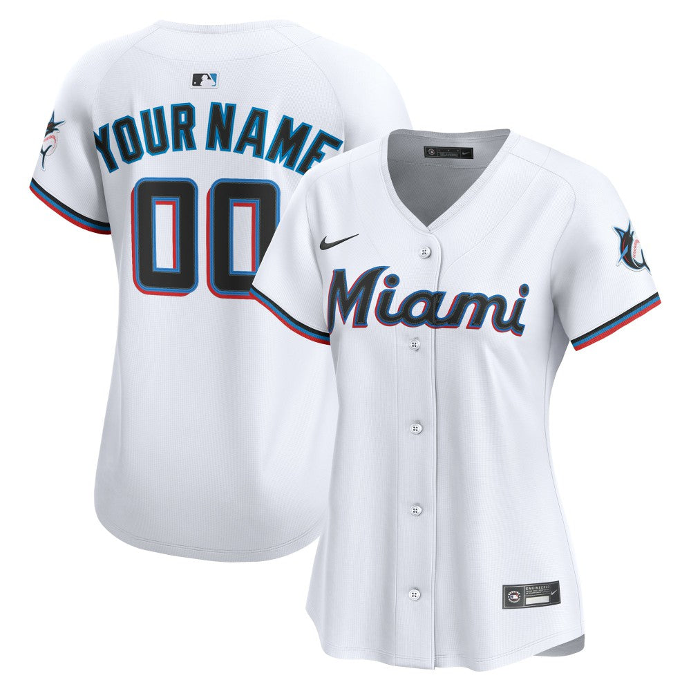 Miami Marlins Nike Women's Home Limited Custom Jersey - White - Nike Discount