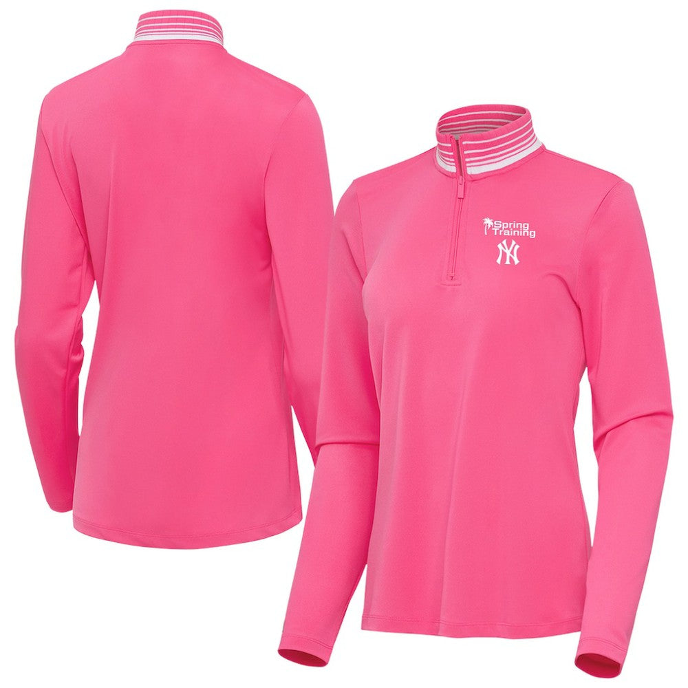 New York Yankees Antigua Women's Spring Training Palmetto Quarter-Zip Top - Pink - MLB Online