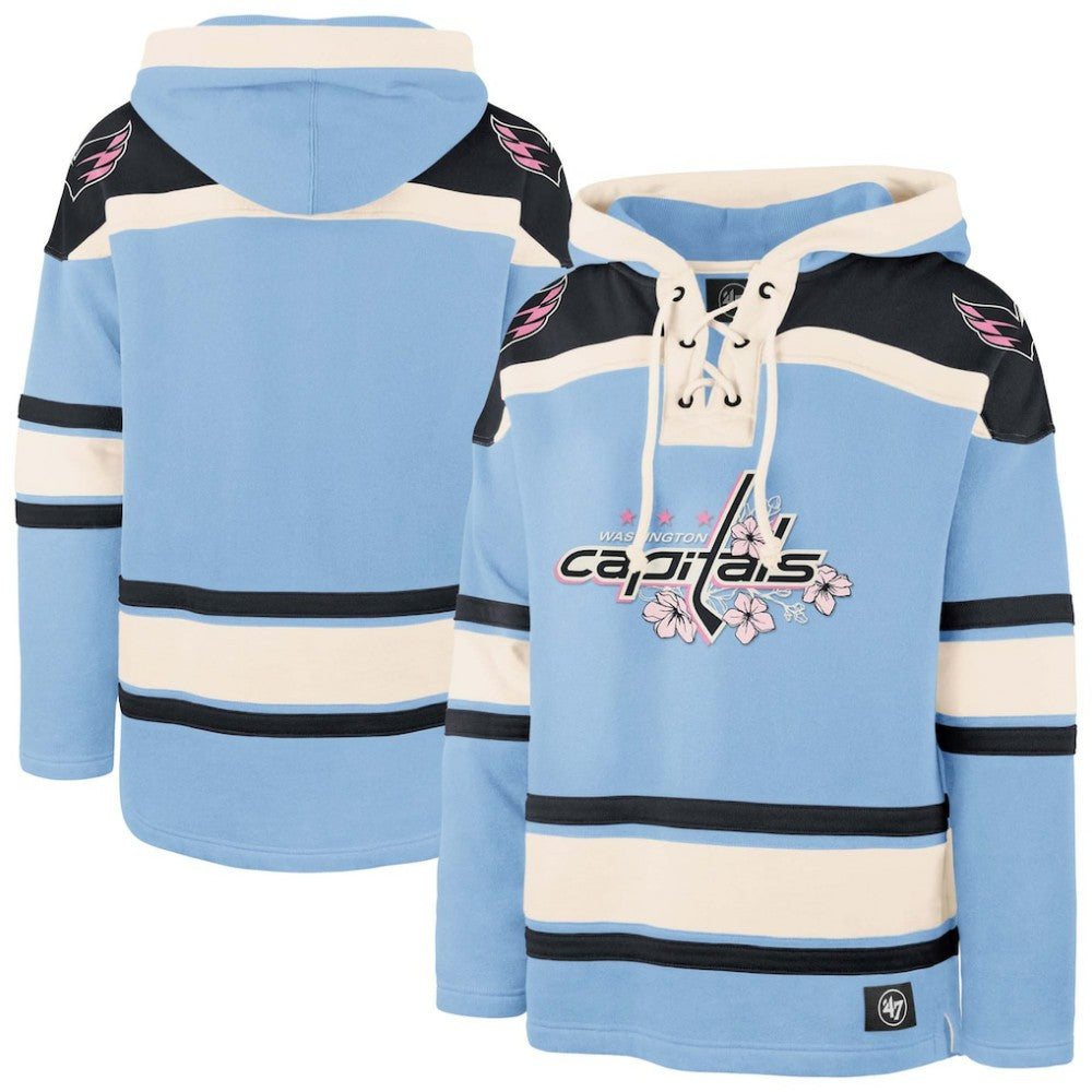 Washington Capitals '47 Cherry Blossom Lacer Pullover Hoodie - Light Blue - NHL 202652816