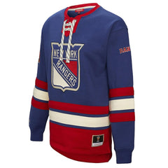 New York Rangers Mitchell & Ness Women's Heritage Lace-Up Pullover Sweatshirt - Blue - NHL 202660257