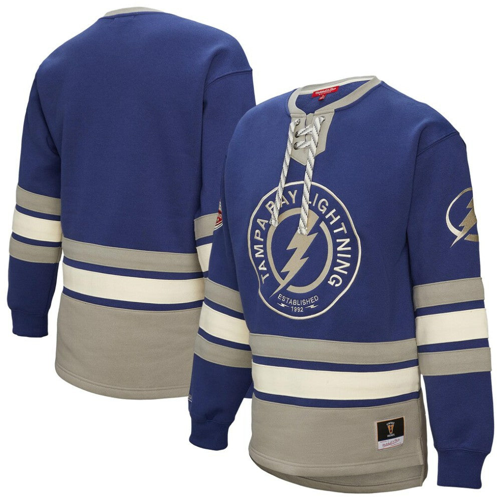 Tampa Bay Lightning Mitchell & Ness Women's Heritage Lace-Up Pullover Sweatshirt - Blue - NHL 202660262