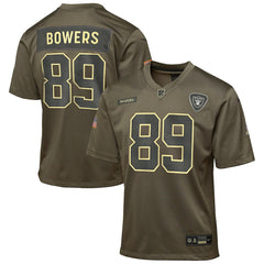 Nike Brock Bowers Las Vegas Raiders Youth 2025 Salute to Service Game Jersey Olive