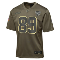 Nike Brock Bowers Las Vegas Raiders Youth 2025 Salute to Service Game Jersey Olive
