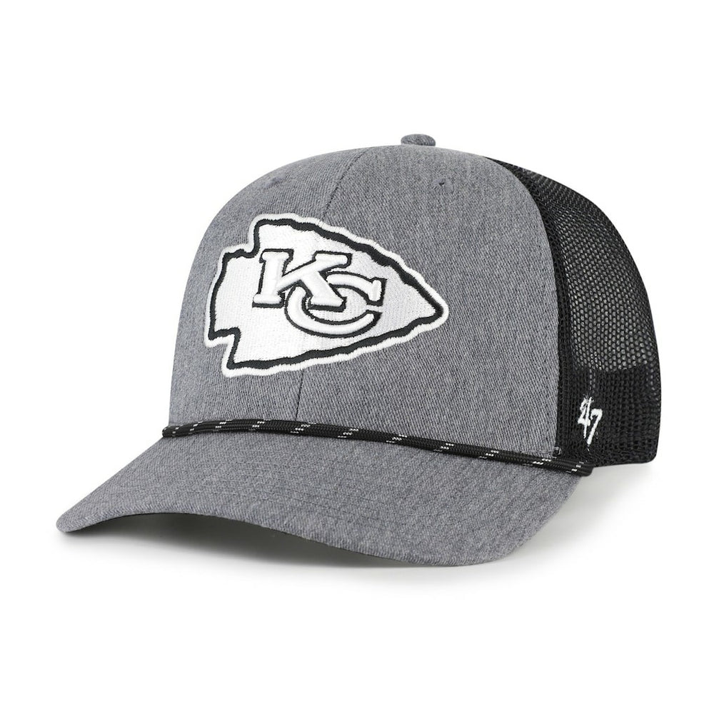 47 brand Kansas City Chiefs '47 Carbon Rope Trucker Adjustable Hat Heather Charcoal