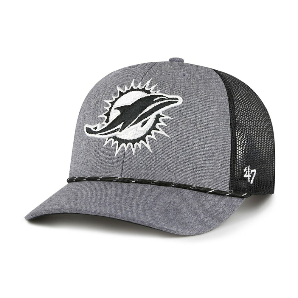 47 brand Miami Dolphins '47 Carbon Rope Trucker Adjustable Hat Heather Charcoal