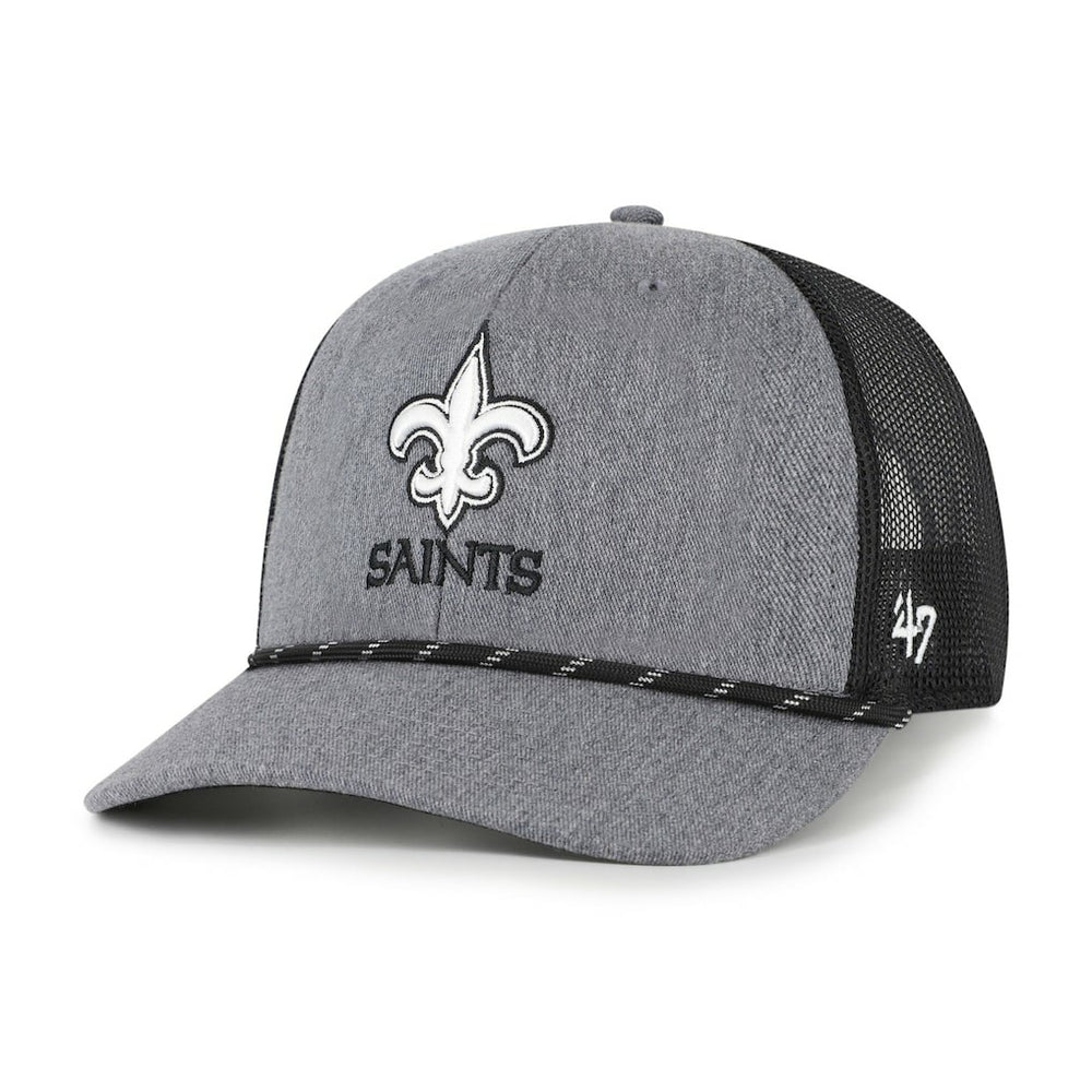 47 brand New Orleans Saints '47 Carbon Rope Trucker Adjustable Hat Heather Charcoal