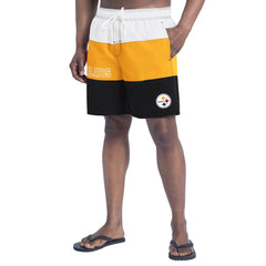Pittsburgh Steelers G-III Sports by Carl Banks Sunrise Volley Swim Shorts Black/Gold