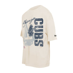 Chicago Cubs New Era Cooperstown Collection Oversized Throwback Distressed T-Shirt - Cream - New Era Lifestyle