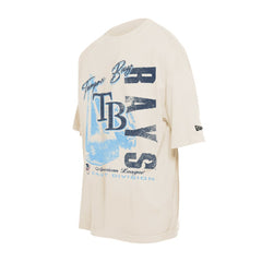 Tampa Bay Rays New Era Cooperstown Collection Oversized Throwback Distressed T-Shirt - Cream - New Era Discount