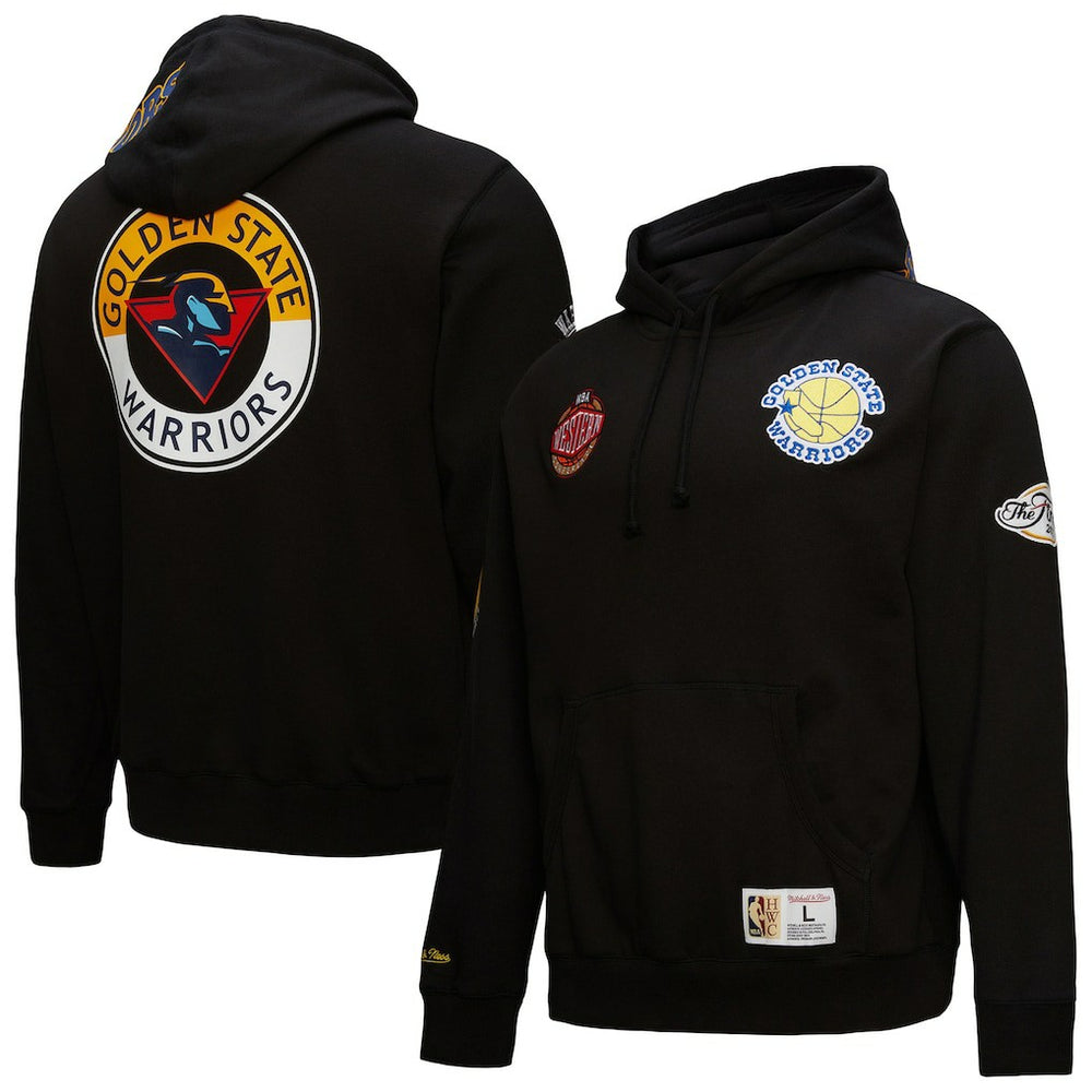 Golden State Warriors Hardwood Classics Blackout Collection Pullover Hoodie for sale Black | Mitchell & Ness