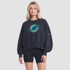 Nike Miami Dolphins Women's 2025 Rivalries Collection Oversized Phoenix Fleece Sweatshirt Pitch Blue