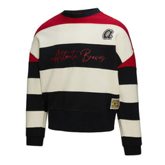 Atlanta Braves Mitchell & Ness Women's Cooperstown Collection Blocked Fleece Pullover Sweatshirt- Red/Black - Mitchell & Ness Discount