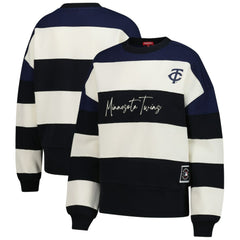 Minnesota Twins Mitchell & Ness Women's Cooperstown Collection Blocked Fleece Pullover Sweatshirt- Navy/Black - Mitchell & Ness Sale