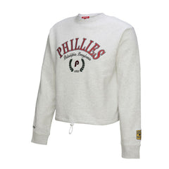 Philadelphia Phillies Mitchell & Ness Women's Cropped Toggle Pullover Sweatshirt - Heather Gray - Mitchell & Ness Lifestyle
