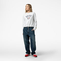 Boston Red Sox Mitchell & Ness Women's Cropped Toggle Pullover Sweatshirt - Heather Gray - Mitchell & Ness Online