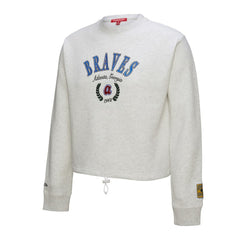 Atlanta Braves Mitchell & Ness Women's Cropped Toggle Pullover Sweatshirt - Heather Gray - Mitchell & Ness Online