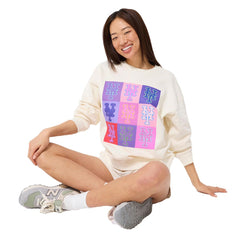 New York Mets Terez Women's Technicolor Oversized Pullover Sweatshirt - Cream - MLB Online