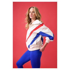 Chicago Cubs Terez Women's Ripstop Chevron Quarter-Zip Pullover - Cream - MLB Lifestyle
