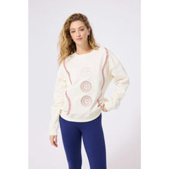 Chicago Cubs Terez Women's Baseball Stitch Pullover Sweatshirt - Cream - MLB Sale