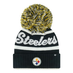 47 brand Pittsburgh Steelers '47 Women's Spirited Cuffed Knit Hat with Pom Black