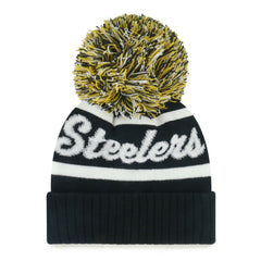47 brand Pittsburgh Steelers '47 Women's Spirited Cuffed Knit Hat with Pom Black