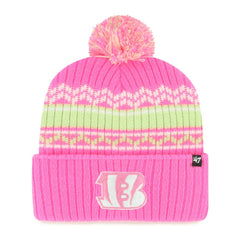 47 brand Cincinnati Bengals '47 Girls Youth Polar Vortex Cuffed Knit Hat with Pom Pink