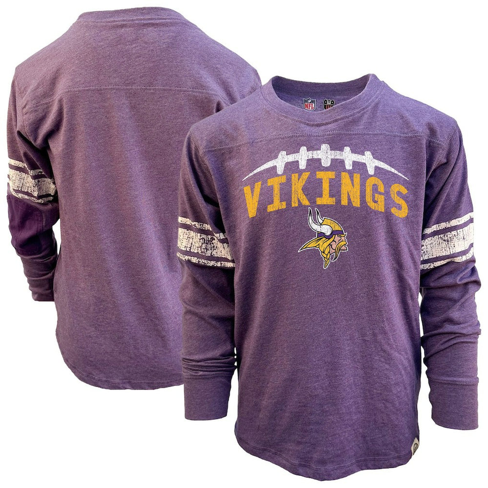 Minnesota Vikings Wes & Willy Youth Football Long Sleeve T-Shirt Heather Purple