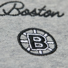 Boston Bruins Mitchell & Ness Women's Logo Lightweight Pullover Sweatshirt - Heather Gray - NHL 202679016