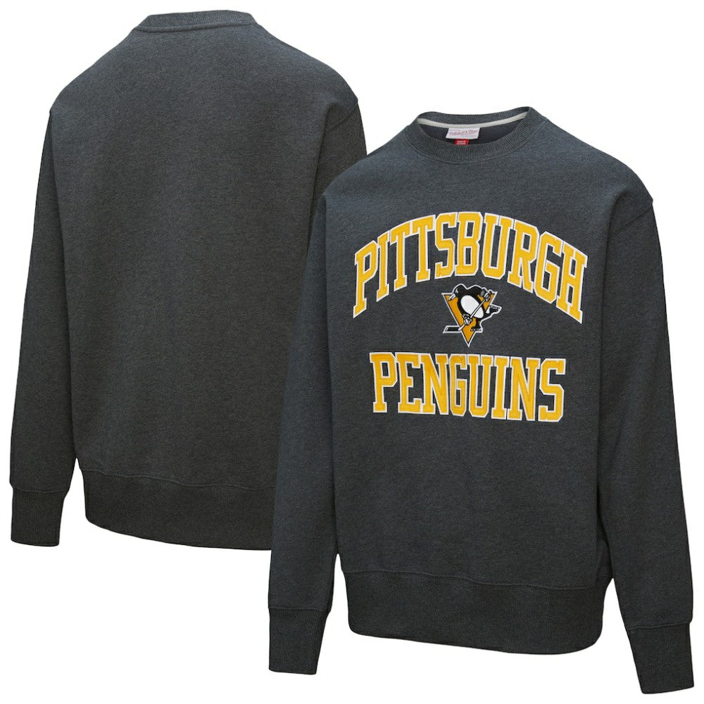 Pittsburgh Penguins Mitchell & Ness Playoff Win Fleece Pullover Sweatshirt - Heather Charcoal - NHL 202679023