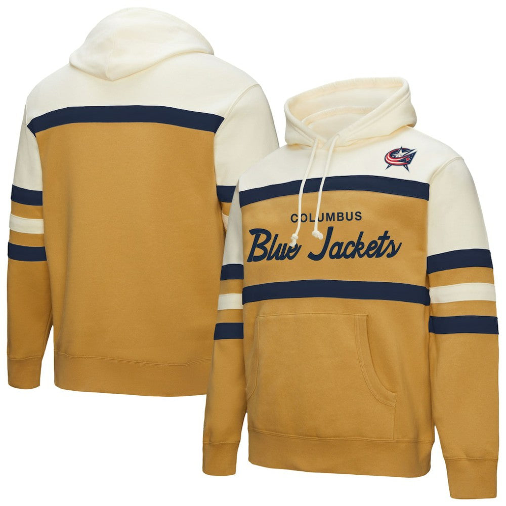 Columbus Blue Jackets Mitchell & Ness Head Coach Pullover Hoodie - Gold/Cream - NHL 202679029