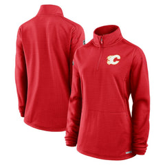 Calgary Flames Fanatics Women's Authentic Pro Rink Quarter-Zip Pullover - Red - NHL 202679686