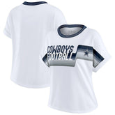 Dallas Cowboys WEAR by Erin Andrews Women's Cropped Center Stripe Dolman T-Shirt White